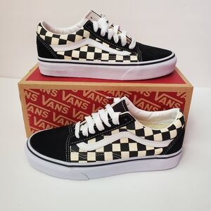 Vans Old Skool Check Sneakers black and white Big kids SZ 5.5
